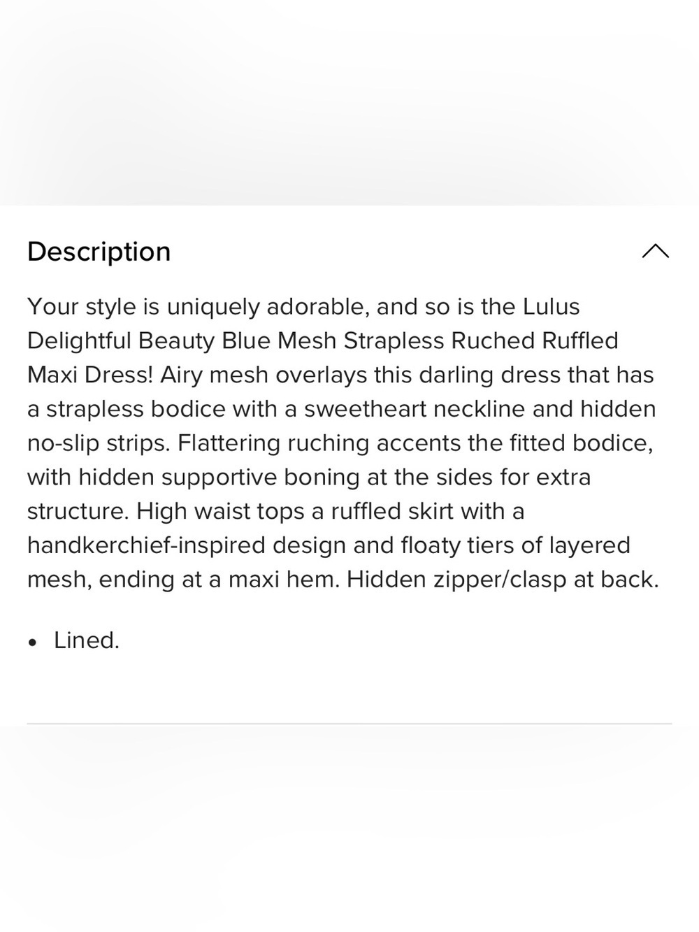 Lulu's Delightfully Beauty Blue Mesh Strapless Ruched Ruffled Maxi Dress. - Picture 5 of 8
